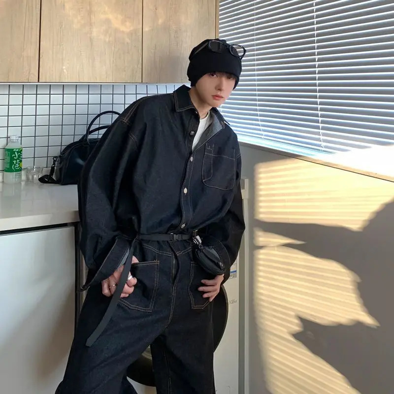 Cargo Denim Jumpsuits Men Women Korean Hip-hop Loose Sets INS High Street Oversize Couple Jeans Autumn Casual Fashion Jumpsuits 240415
