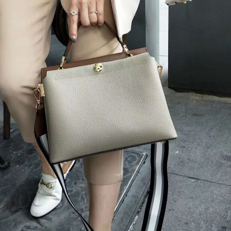 2025 Famous Brand Design Women's Handbag 100% Genuine Leather Tote All-match Real Skin Cross Body Bag Classic Satchel Purse