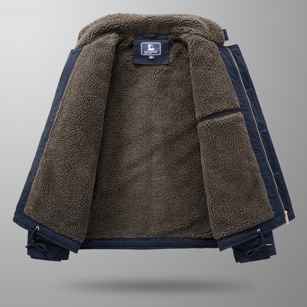 Autumn and winter casual men's fleece thick lapel military padded jacket loose lamb fleece cross border padded jacket m010