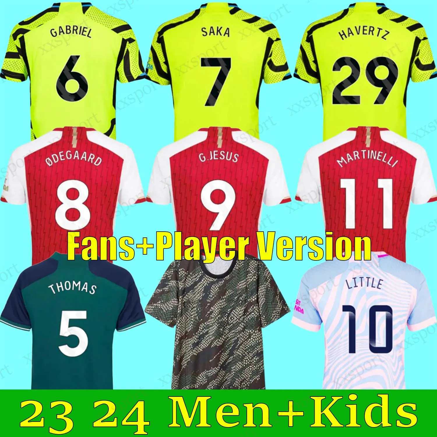 23 24 SAKA soccer jerseys ODEGAARD RICE SALIBA MARTINELLI THOMAS NICOLAS SMITH ROWE G.JESUS TIERNEY SMITH ROWE 2023 2024 football shirt Men Kids kit Home Away