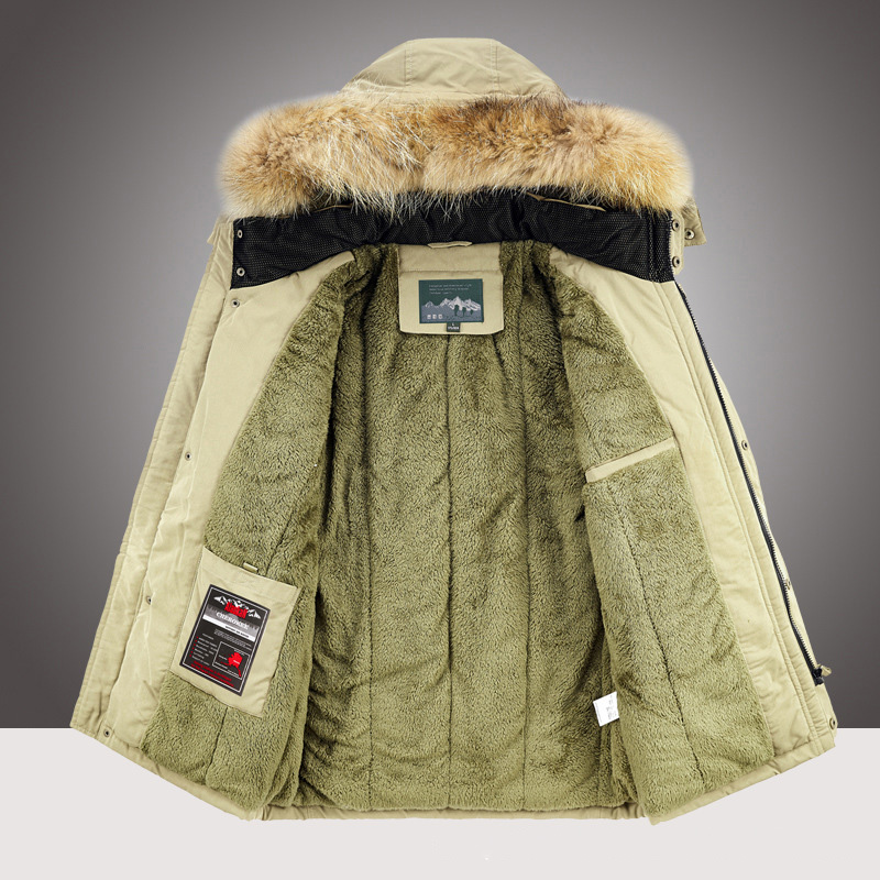 Autumn and winter men's new thickened medium and long hooded padded coat leisure youth thickened coat m014