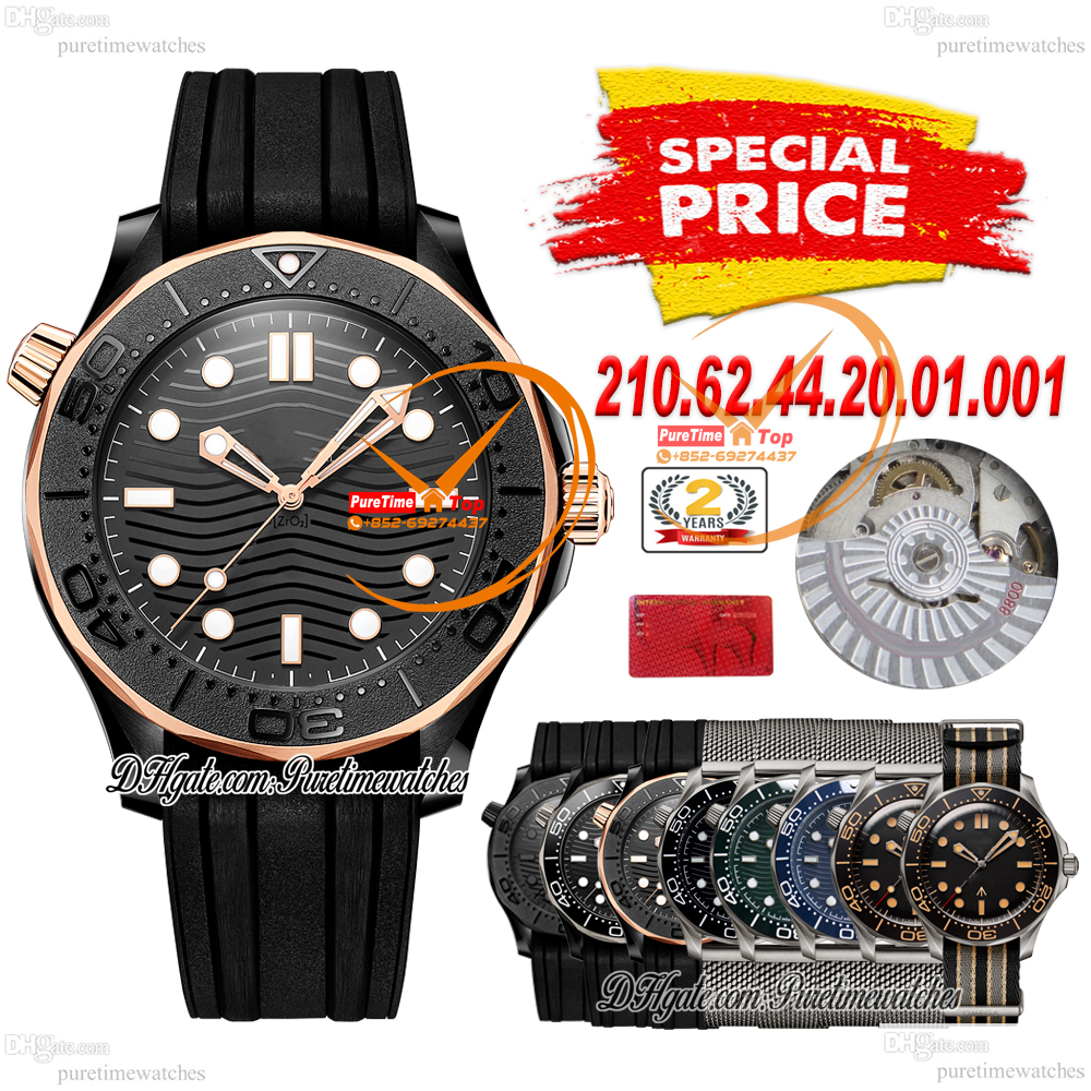 Special Prices 300M A21j Automatic Mens Watch 42mm DLC Two Tone Rose Gold All Black Dial Rubber Strap AAA Puretimewatches CHS 21 Styles