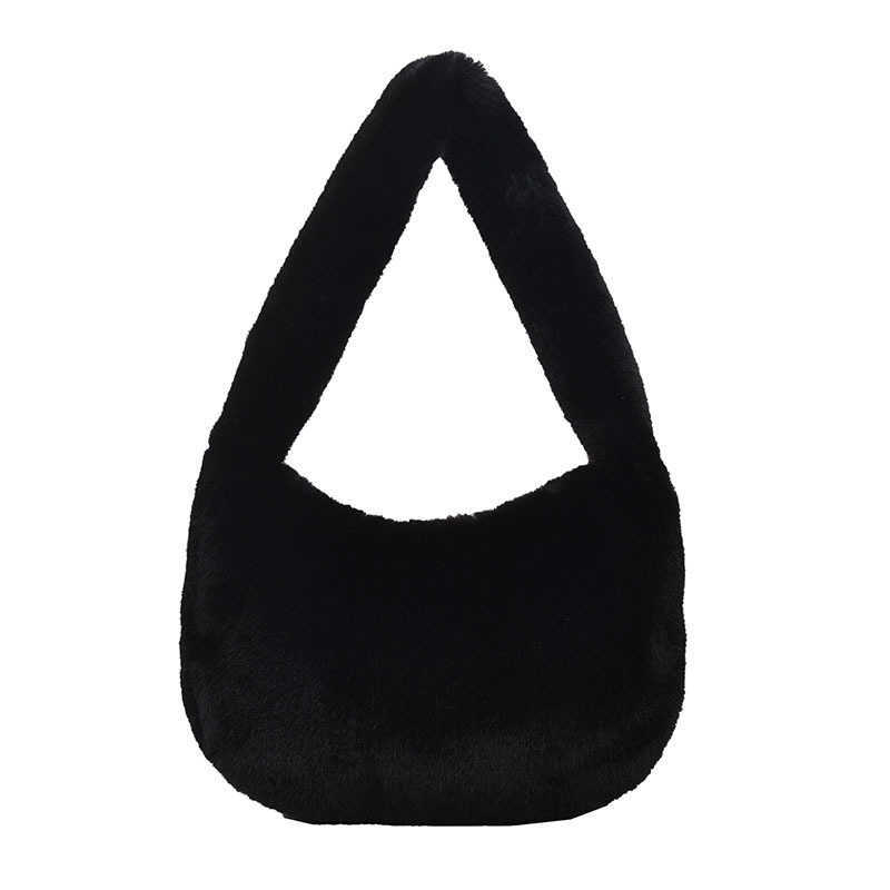 Plush Bag Women's New Fashionable Simple Short Plush Cloud Bag Versatile Western Style Large Capacity Single Shoulder Underarm Women's Bag 2