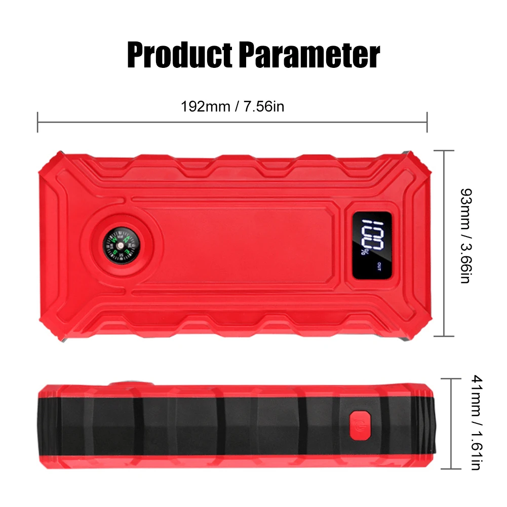 29800mAh Car Jump Starter Portable 1200A Auto Battery Booster Charger Lighting Car Emergency Booster Power Bank Starting Device
