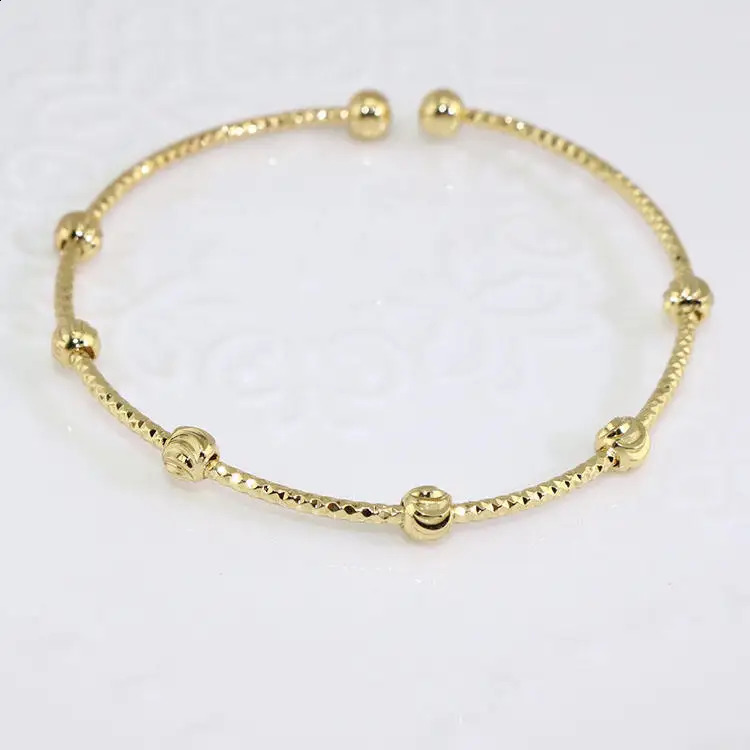 10Pcs Fashion Minimalist 18K Gold Plated Brass Bracelet Round Drum Heart shaped Bead Bracelet Cuff Bracelet 241120