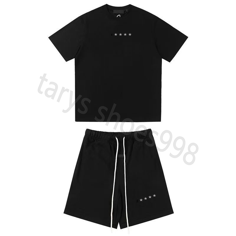 Mens designer t shirt 100% cotton loose suit letter print essentionals short sleeve fear ofgod short pants sunmer breathable loose sweatsuit Asian size