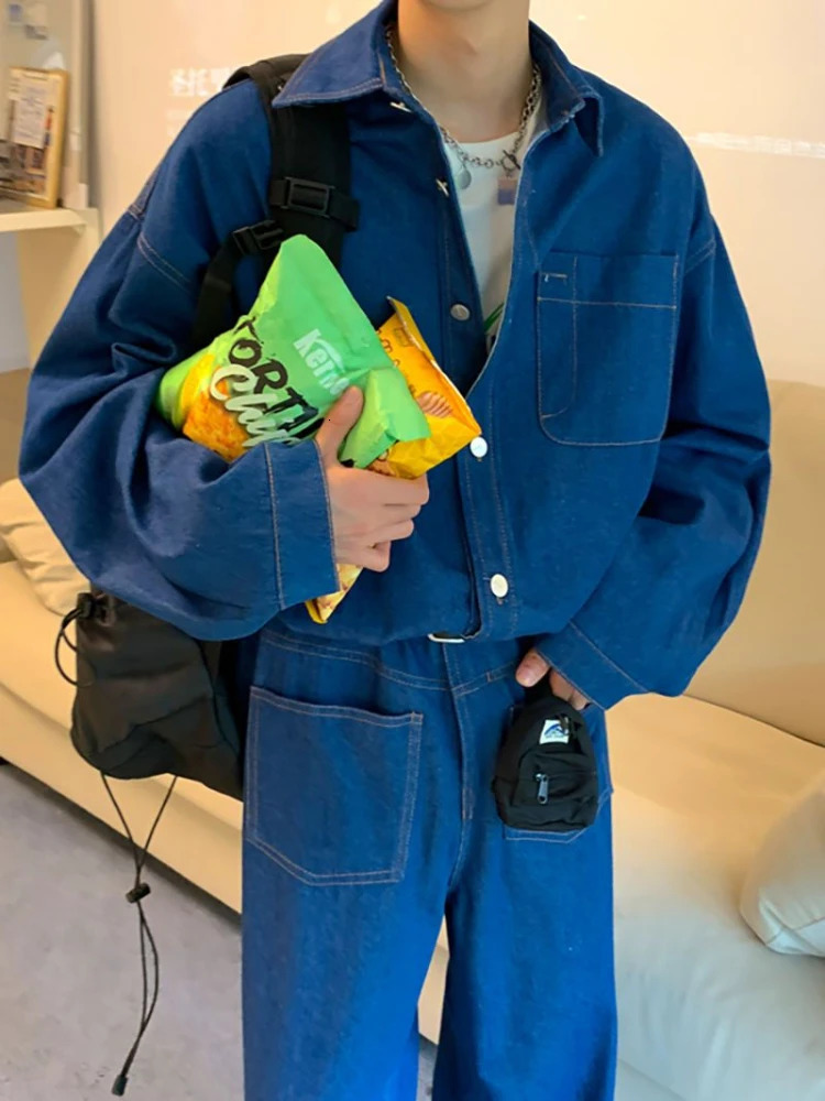 Cargo Denim Jumpsuits Men Women Korean Hip-hop Loose Sets INS High Street Oversize Couple Jeans Autumn Casual Fashion Jumpsuits 240415