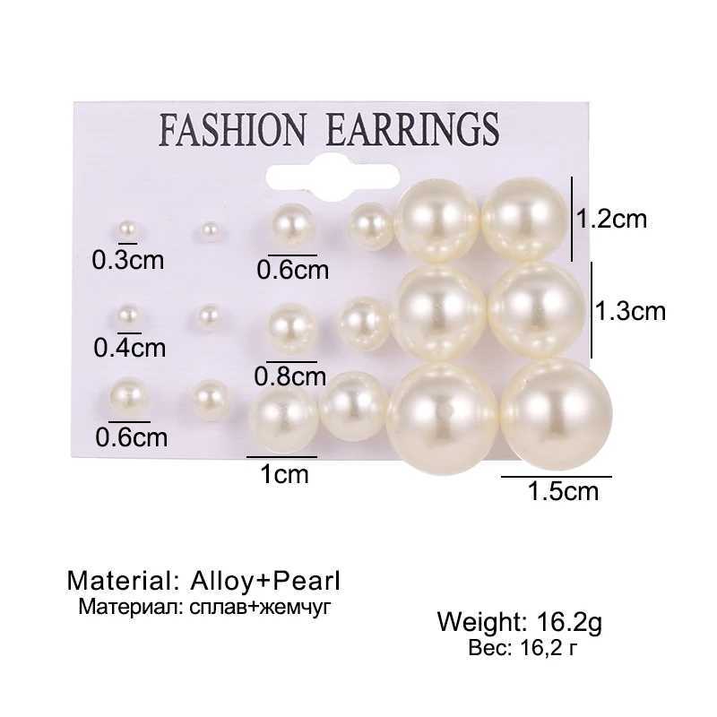 Korean Style White Pearl Earrings Set For Women Fashion Jewelry 2020 Brincos mix Ball Stud Earrings Wholesale 9 Pairs/setX241119