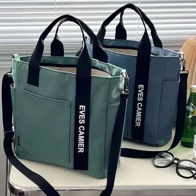 2025 New Casual Tote Large Capacity Shoulder Bag Nylon Waterproof Canvas Handbag Simple Fashion Messenger Bags For Schoolgirl