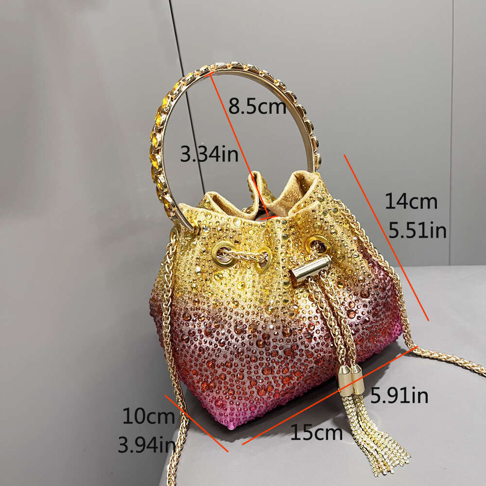 Handle Rhies Evening clutch Bag Purses and handbag Designer shoulder Shiny Crystal Clutch purse bucket bag