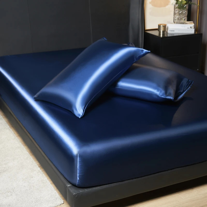 Satin Fitted Sheet Set 35cm Height KingQueen Size Includes 2 Pillowcases Timeless Elegance for Discerning Sleep 241119