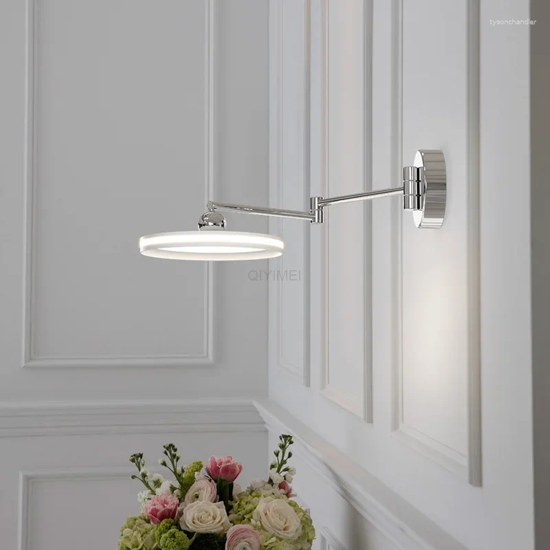 Lamps Wall Indoor LED For TV Background Home Decor Bedroom Aisle Bedside Living Room White Rockeable Arm Light Sconce