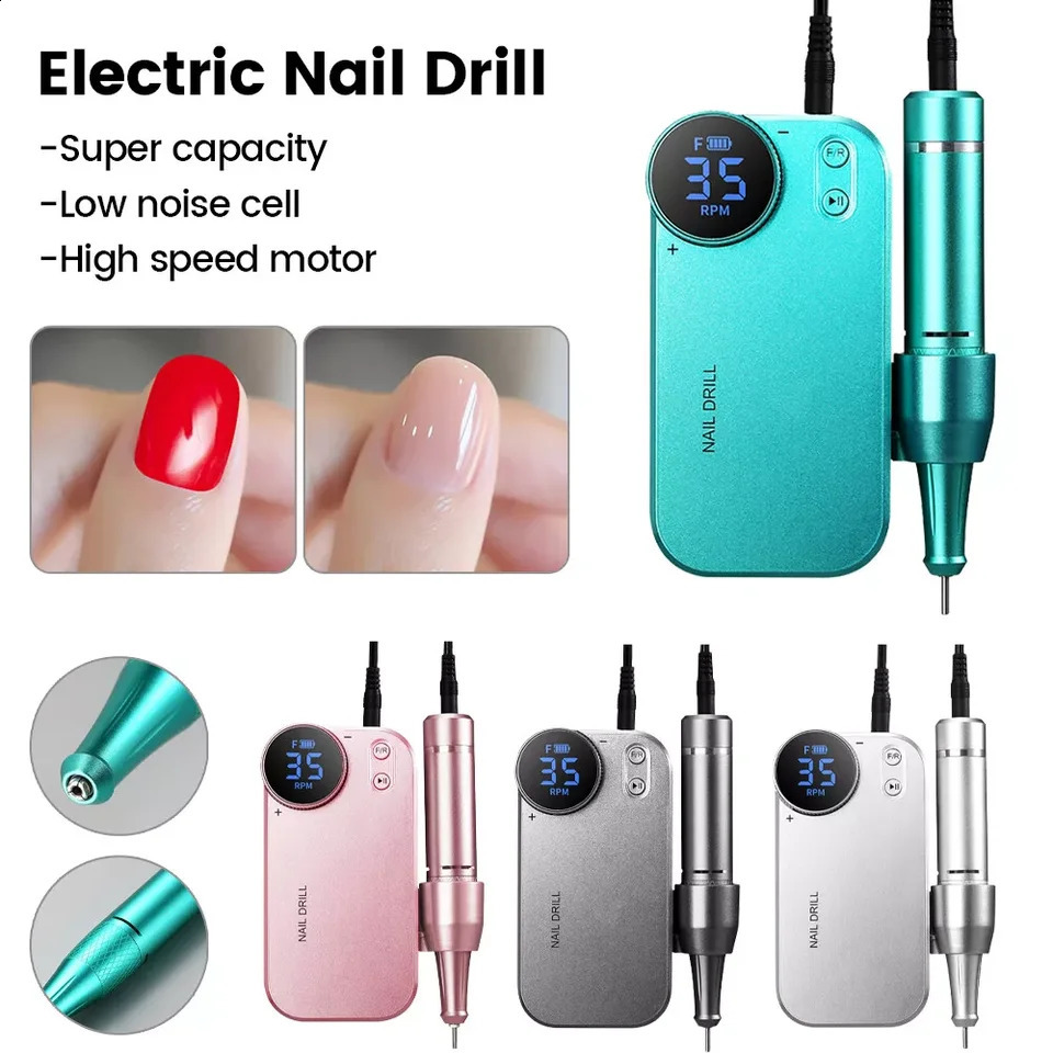 Portable Rechargeable Grinder 35000RPM Low Noise High Speed Vibration Hand Professional Manicure Nail File Drill Kit 241119