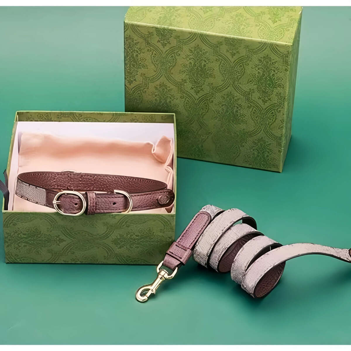 Same Classic Trend Brand Designer Dog Collar Leash Set Suitable For Small And Medium-sized Dogs With Box