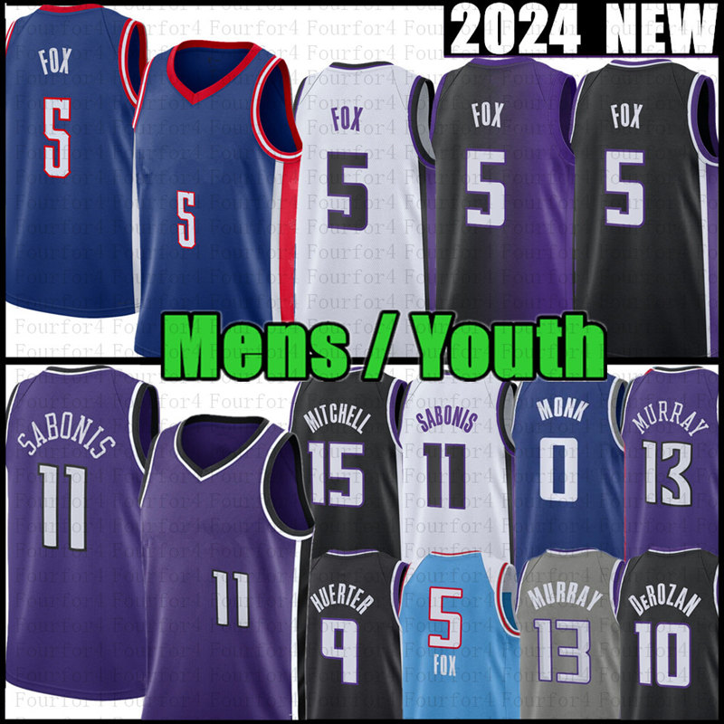 DeMar DeRozan De'Aaron Fox Basketball Jersey Domantas Sabonis Keegan Murray Kevin Huerter Malik Monk Sacramentos King Trey Lyles City Keon Ellis Doug McDermott