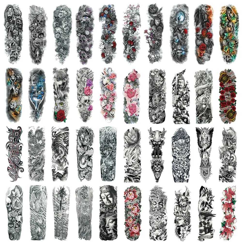 25 Design Waterproof Temporary Tattoo Stickers Full Arm Large Size Arm Tattoo Flash Fake Tattoo Sleeve Suitable for Women and Females #288345XJ25414