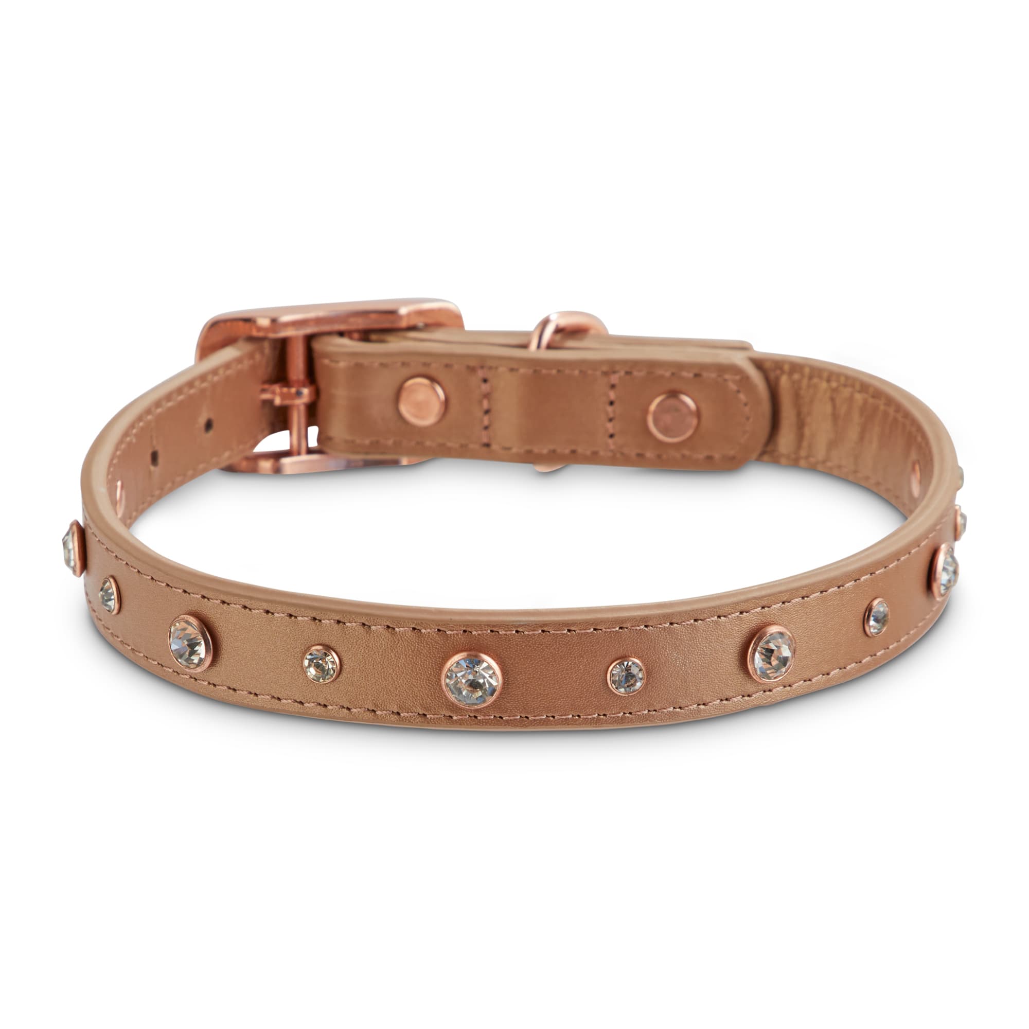 Bond & Co. Rhinestone-studded Rose Gold Dog Collar, Medium