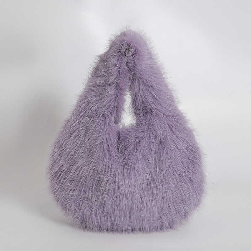 Autumn and winter new fur bag imitates fox fur handbag with a high-end feel, with a hundred handles and a large capacity hand-held plush bag 241120