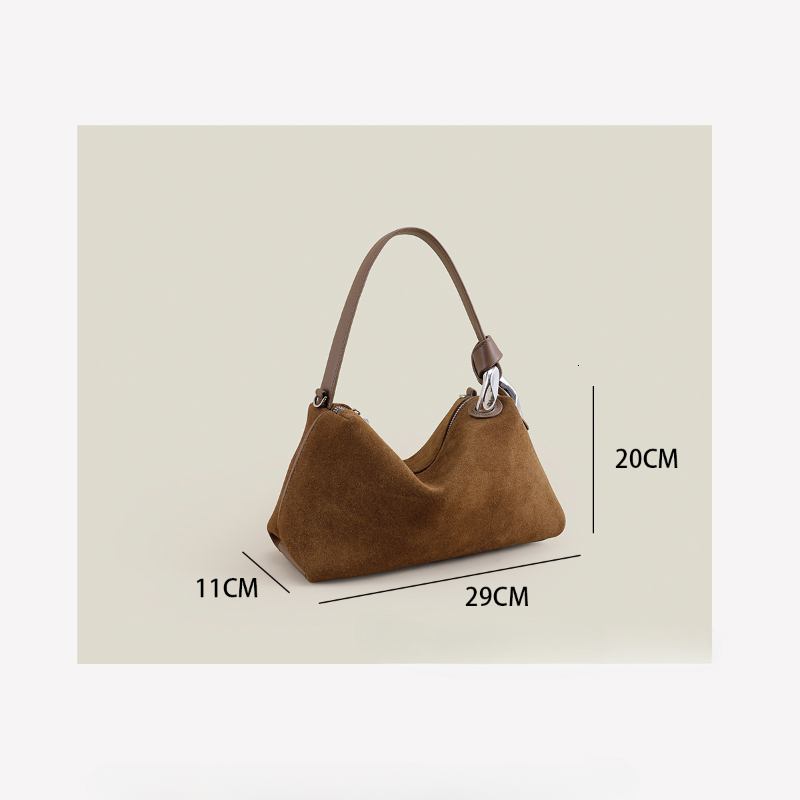 Version Dark Red Coffee Matte Suede Leather Pillow Tote High Quality Women's Handbag Winter Autumn Female Shoulder Bag Zipper BagVoyage