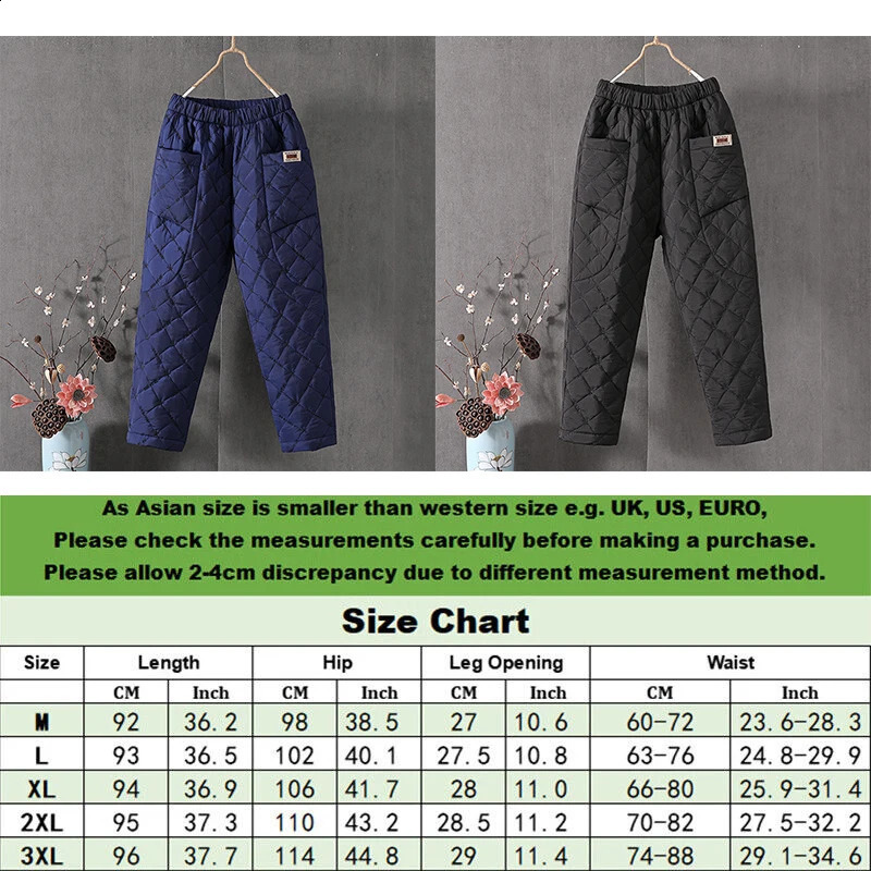 womens winter pants with thick cotton padding for warmth Trouser waterproof ski pants casual elastic high waisted bedding snow pants 241112
