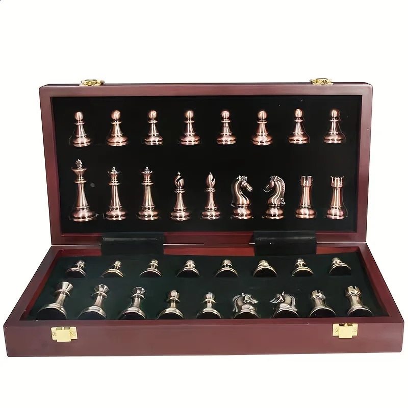 39CM Metal Set 2 Extra Large Folding Wooden Handmade Chess Board Game Travel 241119CJ
