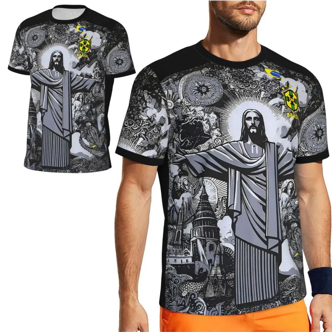 2024 Brazil Special Edition Jesus Black Gray Football Jersey For Adults Kids Summer Soccer Training Tops Shirt