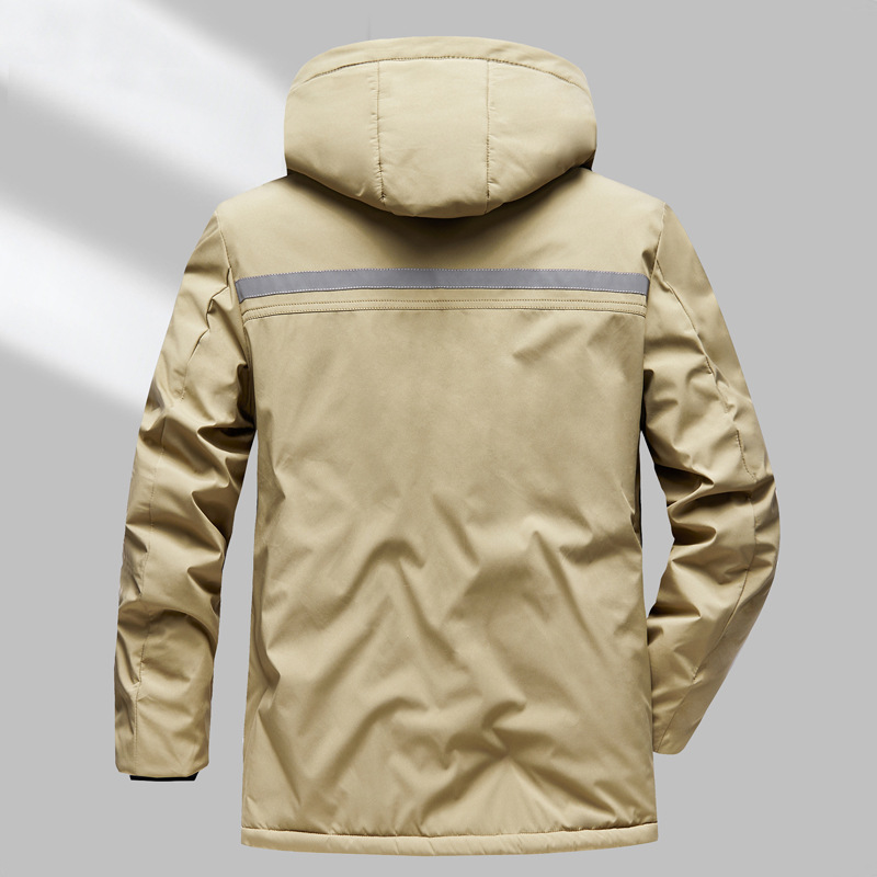 Winter new men's graphene in the long leisure cotton jacket men's simple reflective strip men's cotton jacket leisure m011