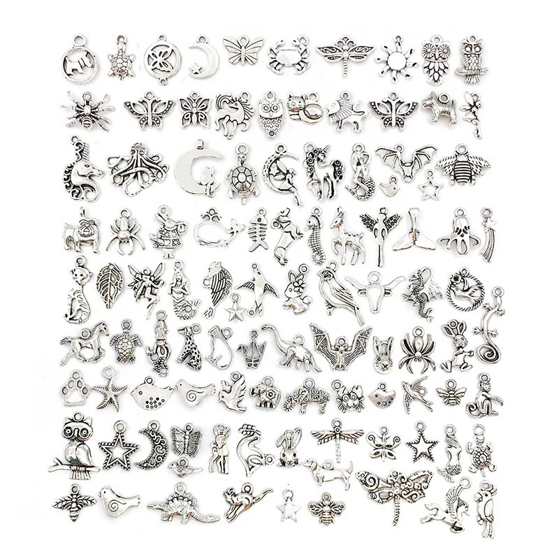 100pcs Mixed Small Random Pendant Animals Charms Beads for Jewelry Making Bracelet DIY Earrings Necklace DIY Craft Art Charm 240408