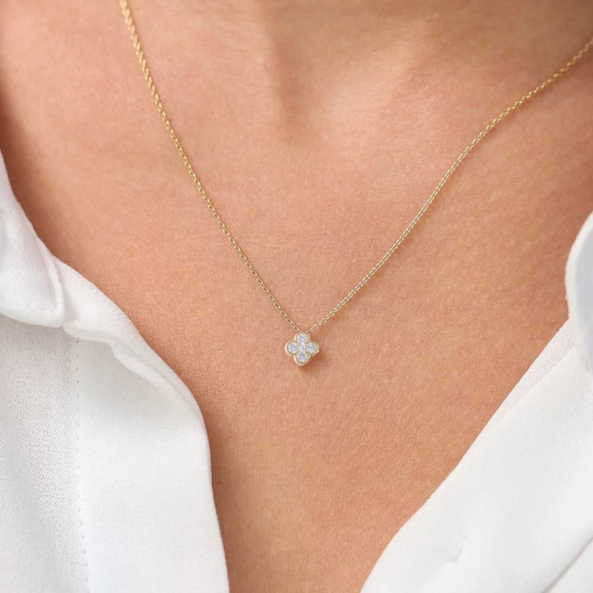 Sparkling Pendant Necklace from France 925 sterling silver 14k gold-plated CZ Kravik Chain Fashion Jewelry W241120