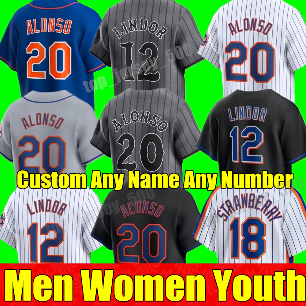 S-4XL Custom 2024 City Connect Francisco Lindor Baseball Jersey Senga Brandon Nimmo Mets Pete Alonso Alvarez McNeil Edwin Diaz Darryl Strawberry Men Women Youth