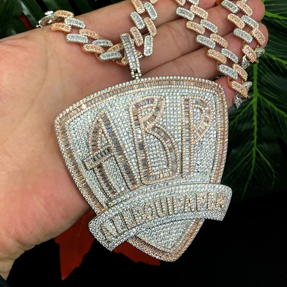 ABP All About Paper Hip Hop Pendant For Men Full Paved Fashion 5A CZ Bling Cubic Zirconia Big Heavy Rock Punk Iced Out Jewelry 241119