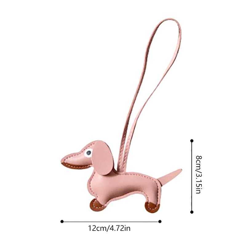 Keychains Lanyards Multi color classic leather small dog keychain pendant cute sausage bag charm mobile phone tripod keyring accessories H241119