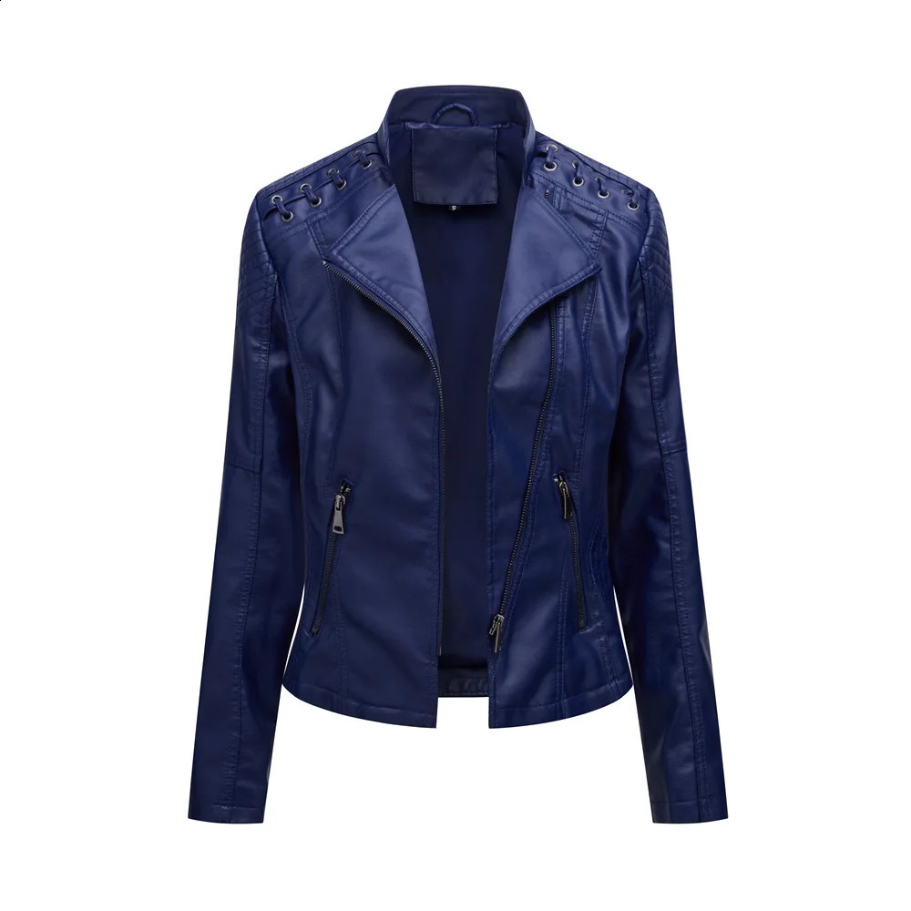 Spring Summer and Autumn Womens Artificial Leather Jacket Pu Motorcycle Purple Coat Ultra Thin Zipper Motorcycle Coat 4XL 241119
