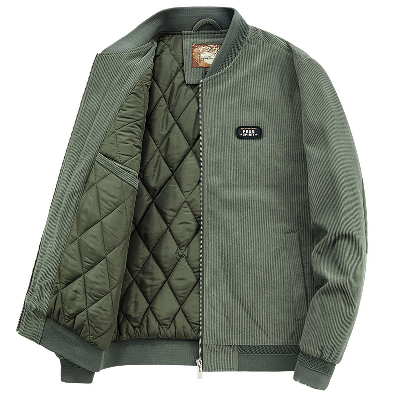 Corduroy cotton-padded men's winter fleece jacket Youth vintage tooling casual wick plus-size coat m020