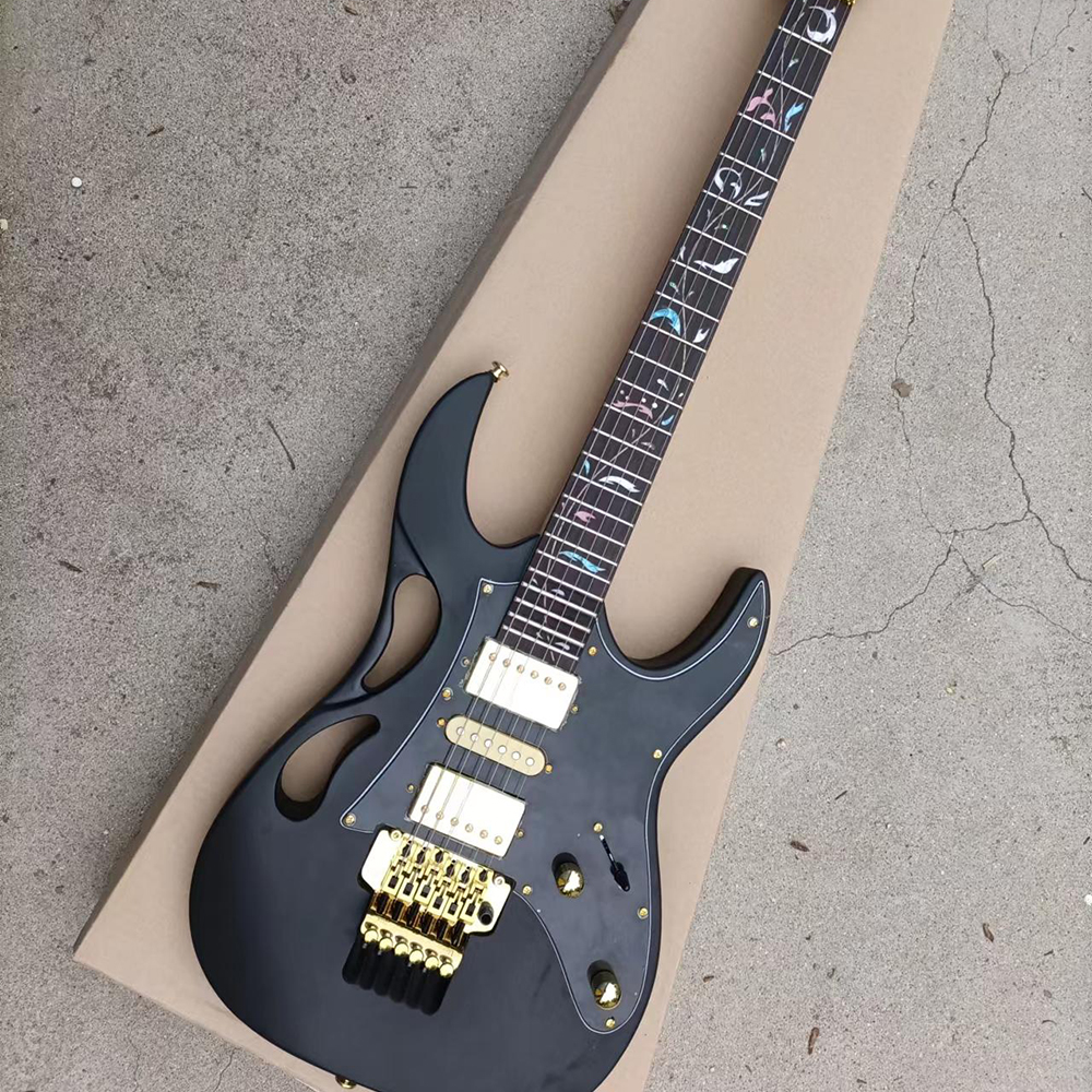 6 Strings Matte Black Electric Guitar with Rosewood Fretboard Floyd Rose 24 Frets Customizable