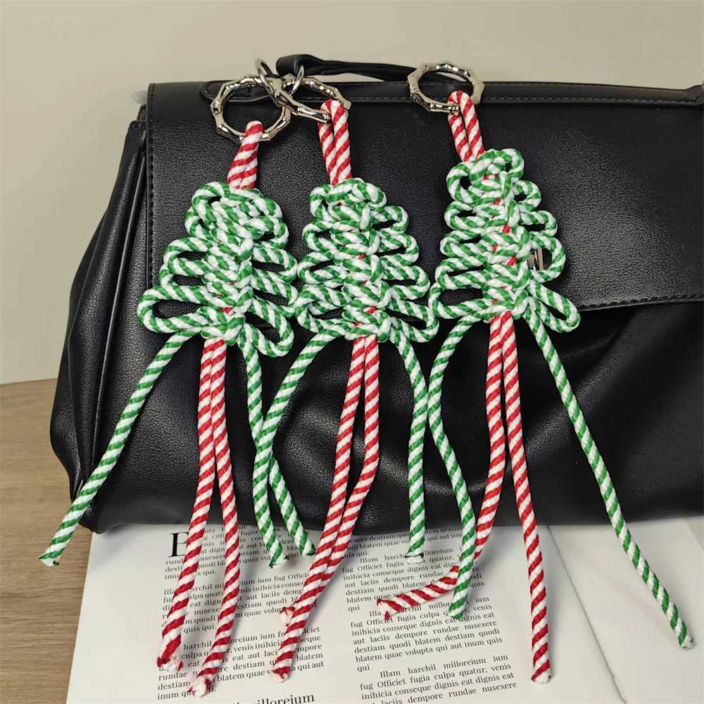 Keychains Lanyards Christmas Tree Braided RopeLye Bread Knot CharmPearl Bow KeychainMiu Style Bag Charm H241119
