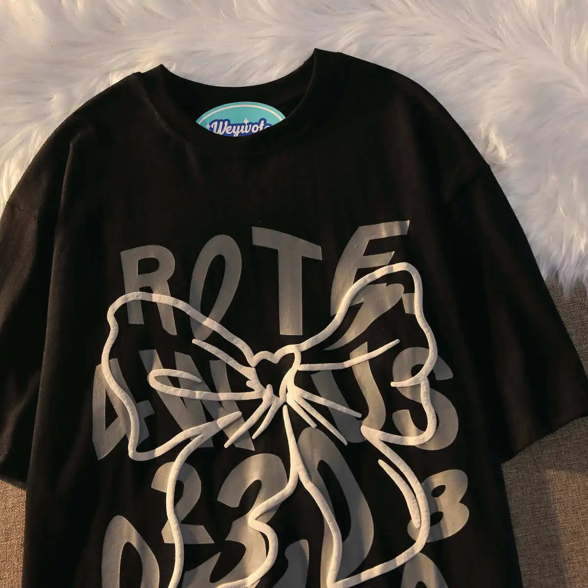 Butterfly Printed Woman Tshirts Cartoon Women Retro Oversized T-shirt Female Korean Harajuku Style Couple Loose Top 240419