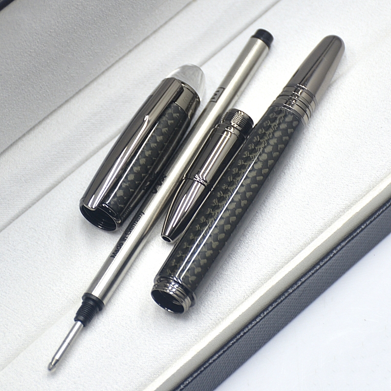 wholesale AAA Monte Star-Walk Series Black Carbon Fibre Rollerball Pen Crystal Top Business Office Writing Ballpoint Pens High Quality