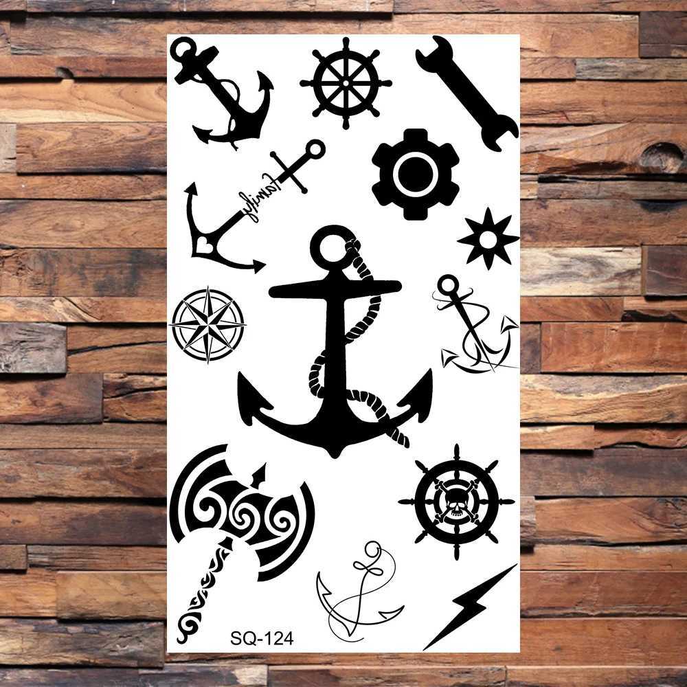Anchor Compass Temporary Tattoos for Men Adults Realistic Infinity Flower Pirate Fake Tattoos Stickers Back Tattoos Hot SellingXJ25414