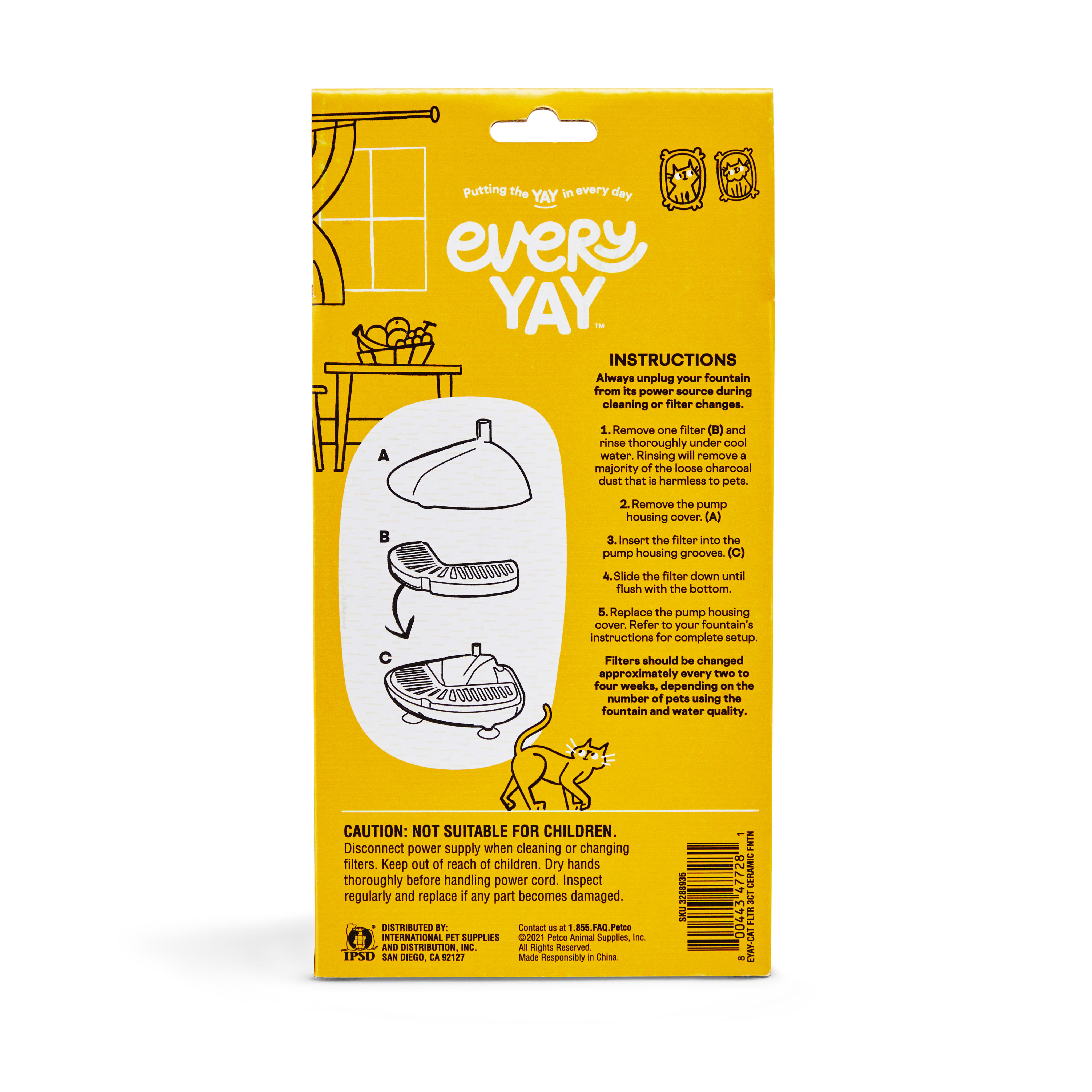 EveryYay Get Fresh Deluxe Fountain Replacement Filters, Count of 3