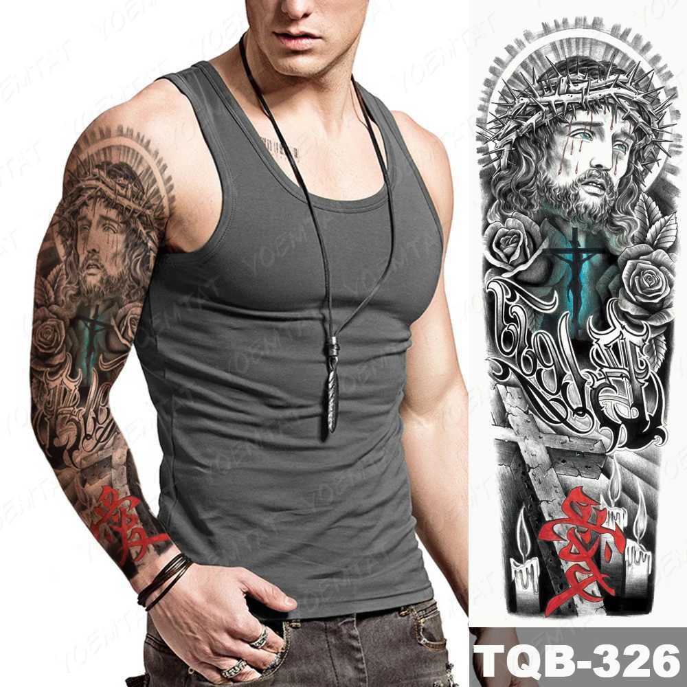 Full Large Arm Sleeve Tattoo Viking Waterproof Temporary Tatto Sticker Ship Compass Plume Letter Body Art Men Women Fake TatooXJ241120