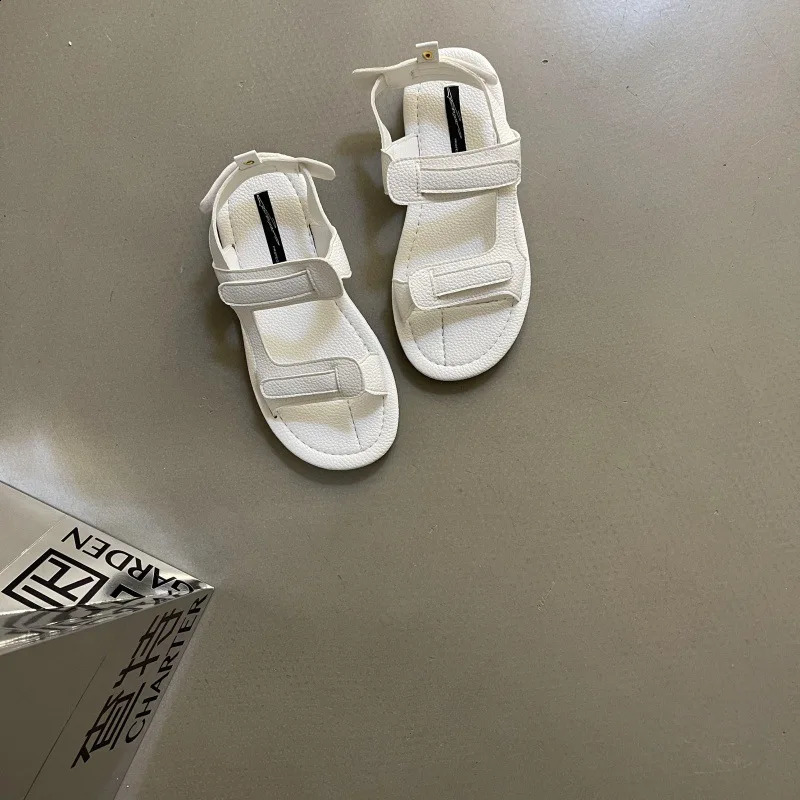 Beige Heeled Sandals Beach Shoes 2024 Summer Open Toe Black Outside Peep Gladiator Fashion Low Girls Comfort Flat Solid Rom 241119