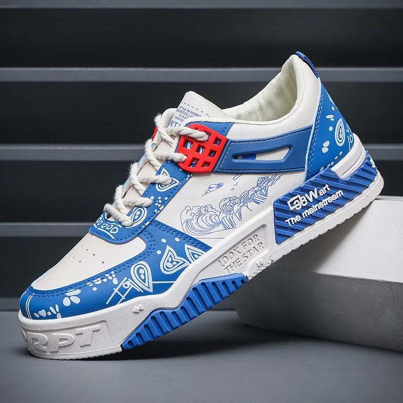 Men Shoes Casual Shoes Fashion Leather Versatile Sneakers Trendy Design Sense Comfort Triple Blue Green Z 11.20-5