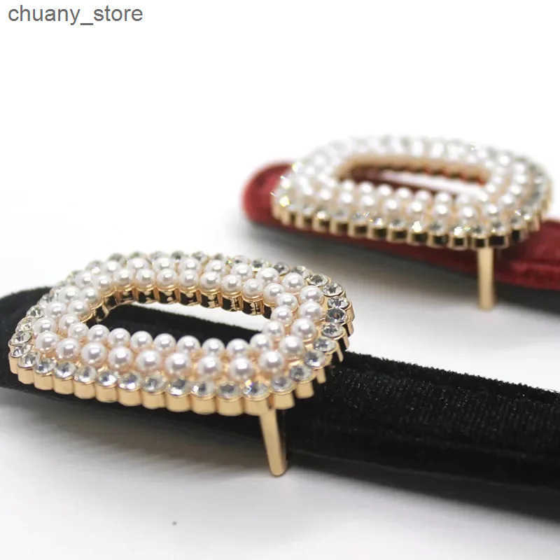 Waist Chain Belts Velvet PU Leather Womens Belt Fashion Trend Versatile Dress Accessories Gothic Retro Corset Slim Rhinestone Buckle Waistband L240910