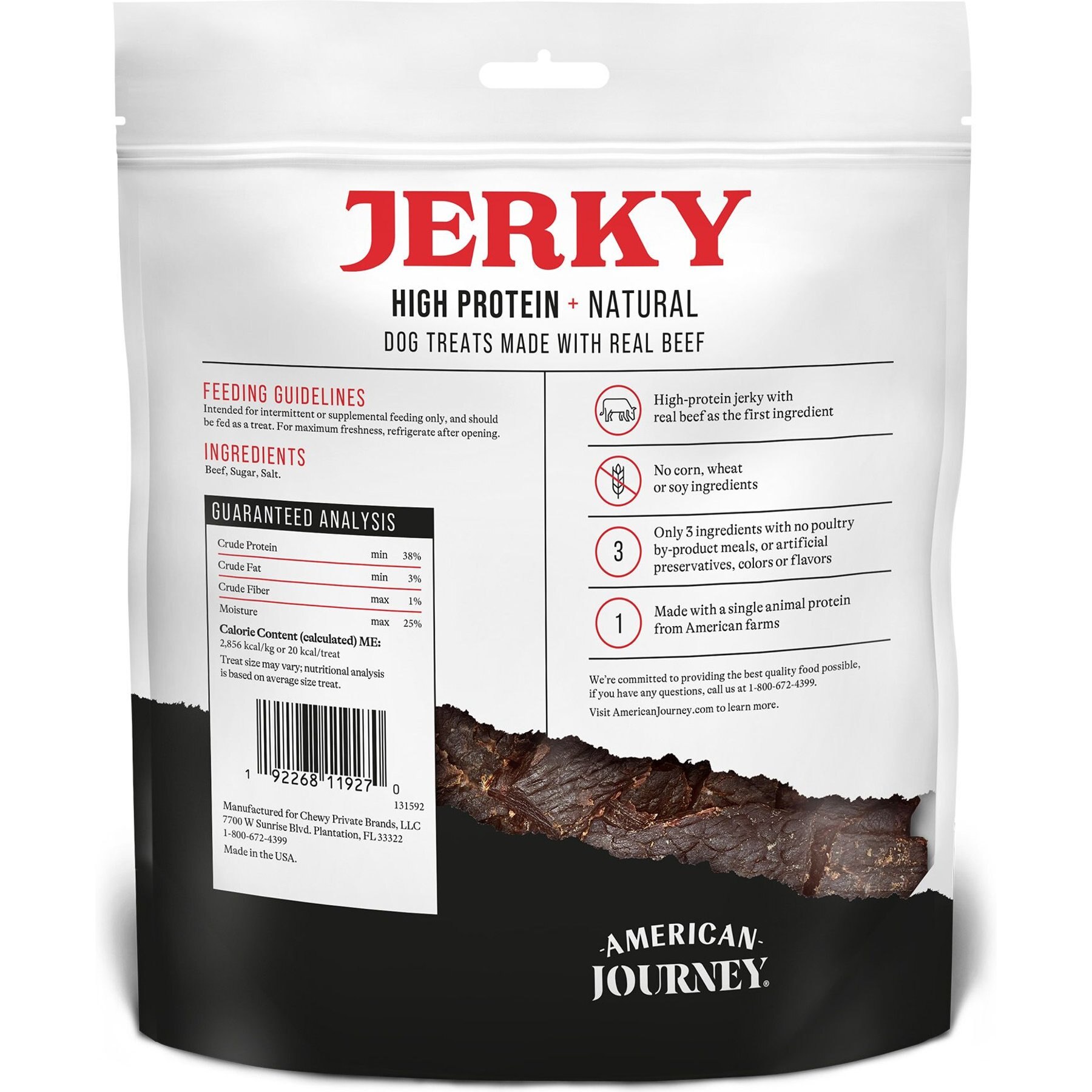 American Journey Beef Jerky Natural Grain-Free Dog Treats