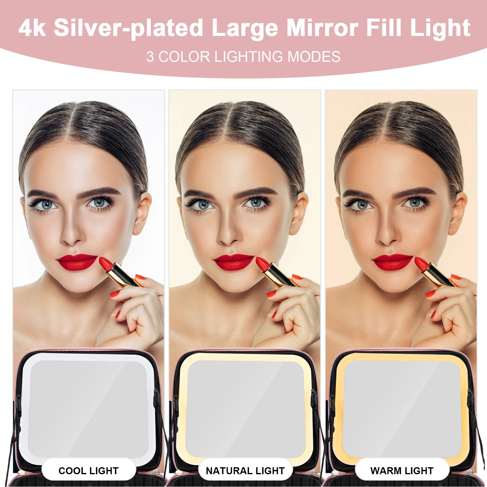 Makeup Bag Travel with a Built-in Mirror Partition Organizer Large Capacity Travel Cosmetic Storage Bag Adjustable Compartments 241119