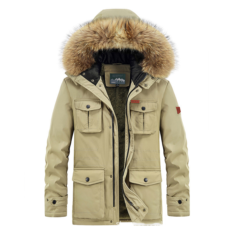 Autumn and winter men's new thickened medium and long hooded padded coat leisure youth thickened coat m014