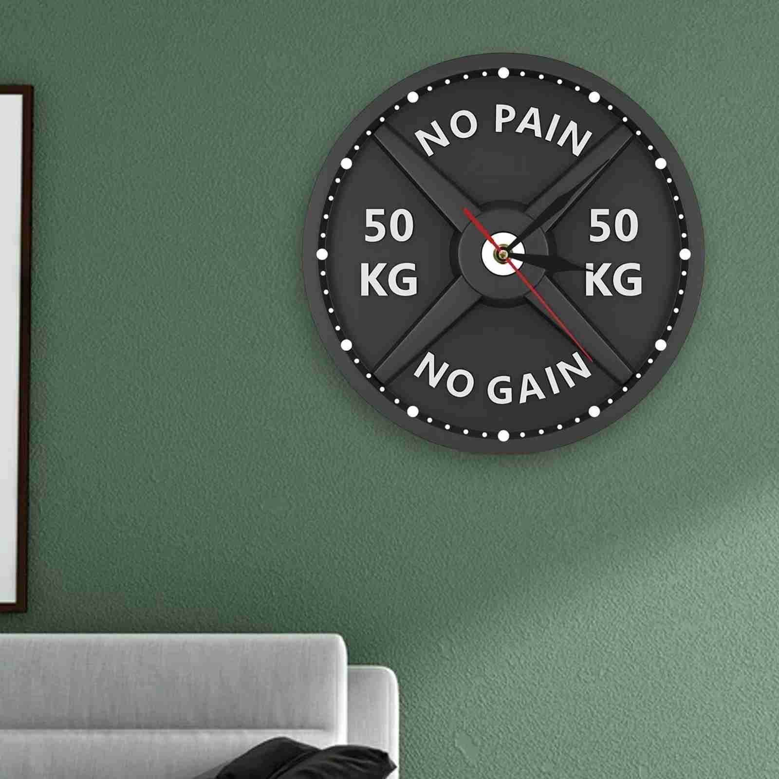 50kg 3D Barbell Wall Clock Gym Wall Clock Silent 12' Non Ticking Decoration Round Battery Operated Watch for Living Room Bedroom M241120