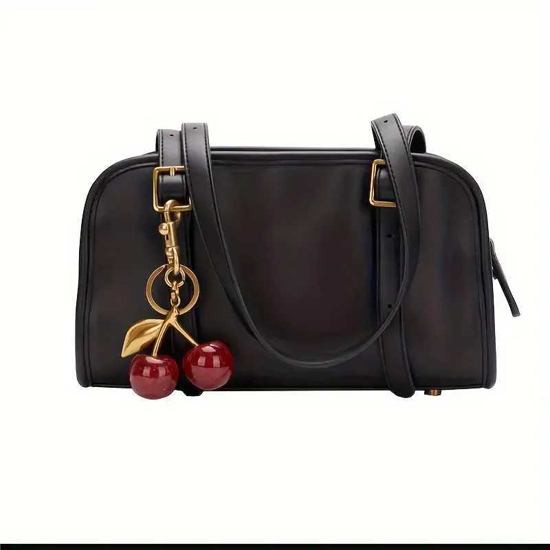 Keychains Lanyards Bag Parts Accessories Chic Cherry Keychain with Sparkling Resin Pendant - Alloy Customizable C-Hook Closure for Womens Wallets Bags