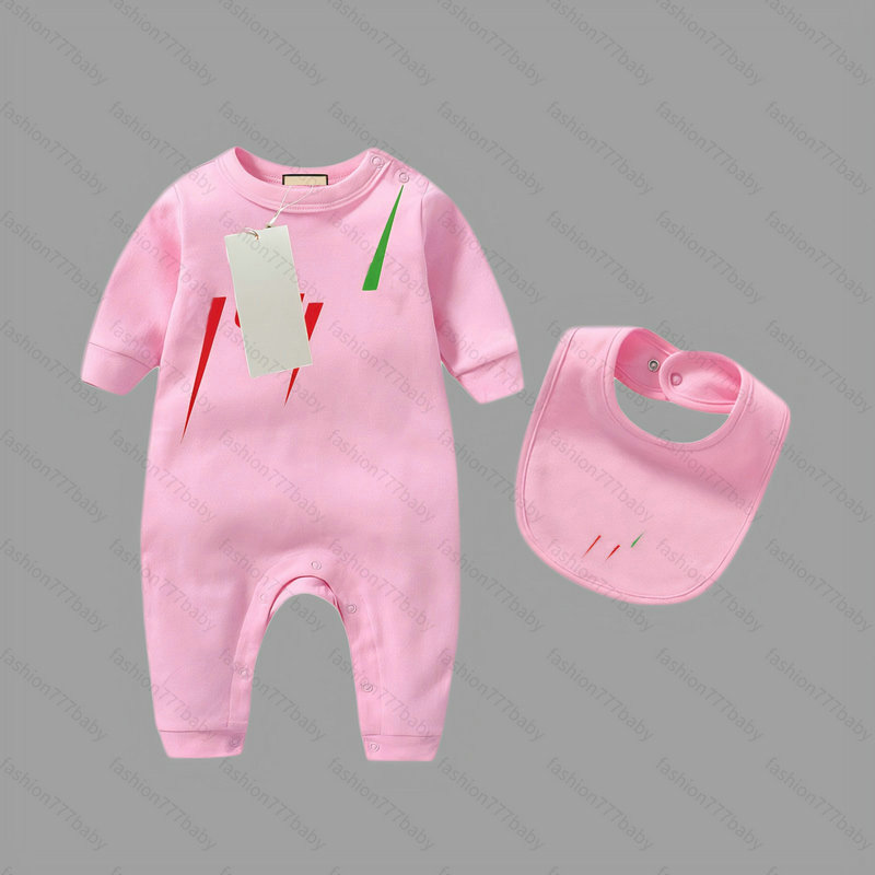 100%cotton Infant born fashion Baby Boy Girl Designer Brand Costume Overalls Clothes Jumpsuit Kids Bodysuit for Babies Outfit Romper Outfi bib 2-piece set